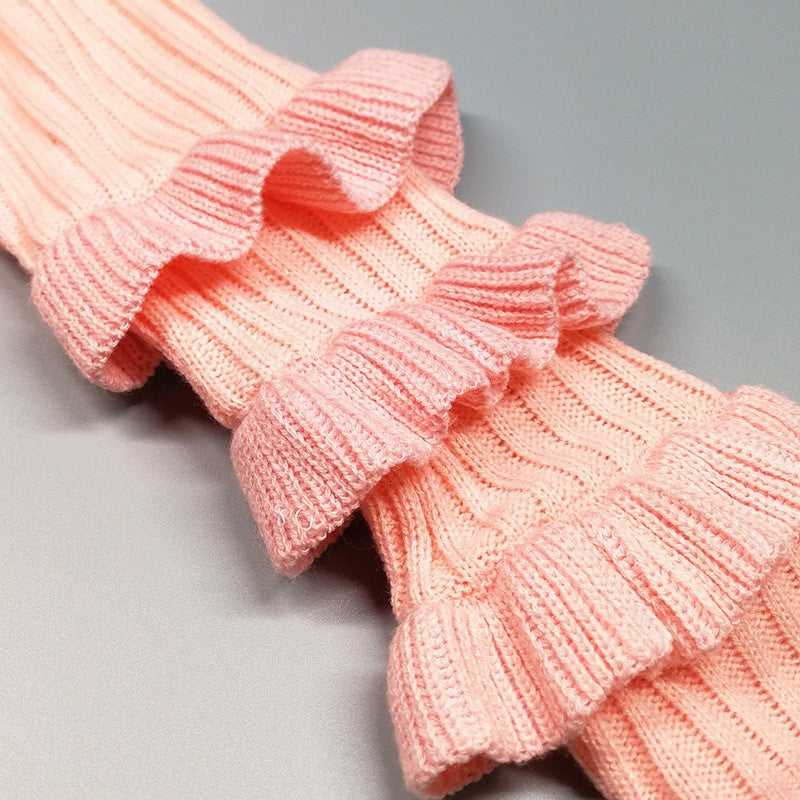 Women's Off-Shoulder Knit Sweater with Ruffle Sleeves