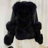 Women's c Jacket with Plush Collar and Statement Sleeves