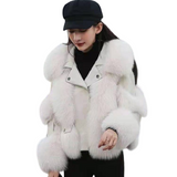 Women's c Jacket with Plush Collar and Statement Sleeves