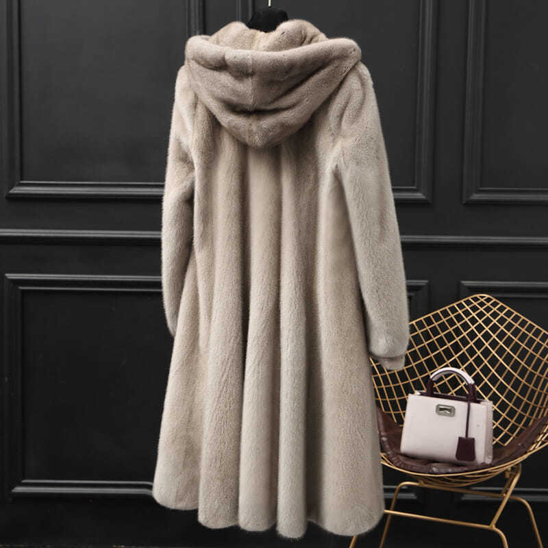 Women's Long   Coat with Hood and Elegant