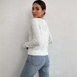Women's Open Front Knit Cardigan with Long Sleeves