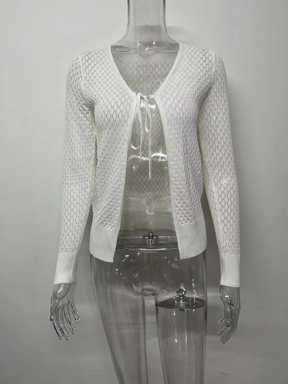 Women's Open Front Knit Cardigan with Long Sleeves