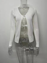Women's Open Front Knit Cardigan with Long Sleeves