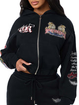 Women's Graphic Zip-Up Hoodie and Wide-Leg Pants Set