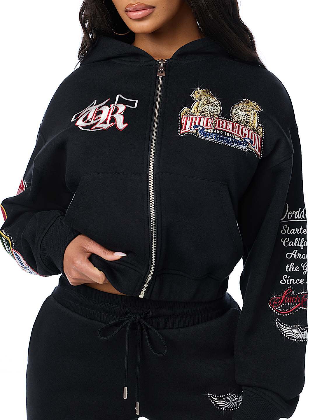 Women's Graphic Zip-Up Hoodie and Wide-Leg Pants Set