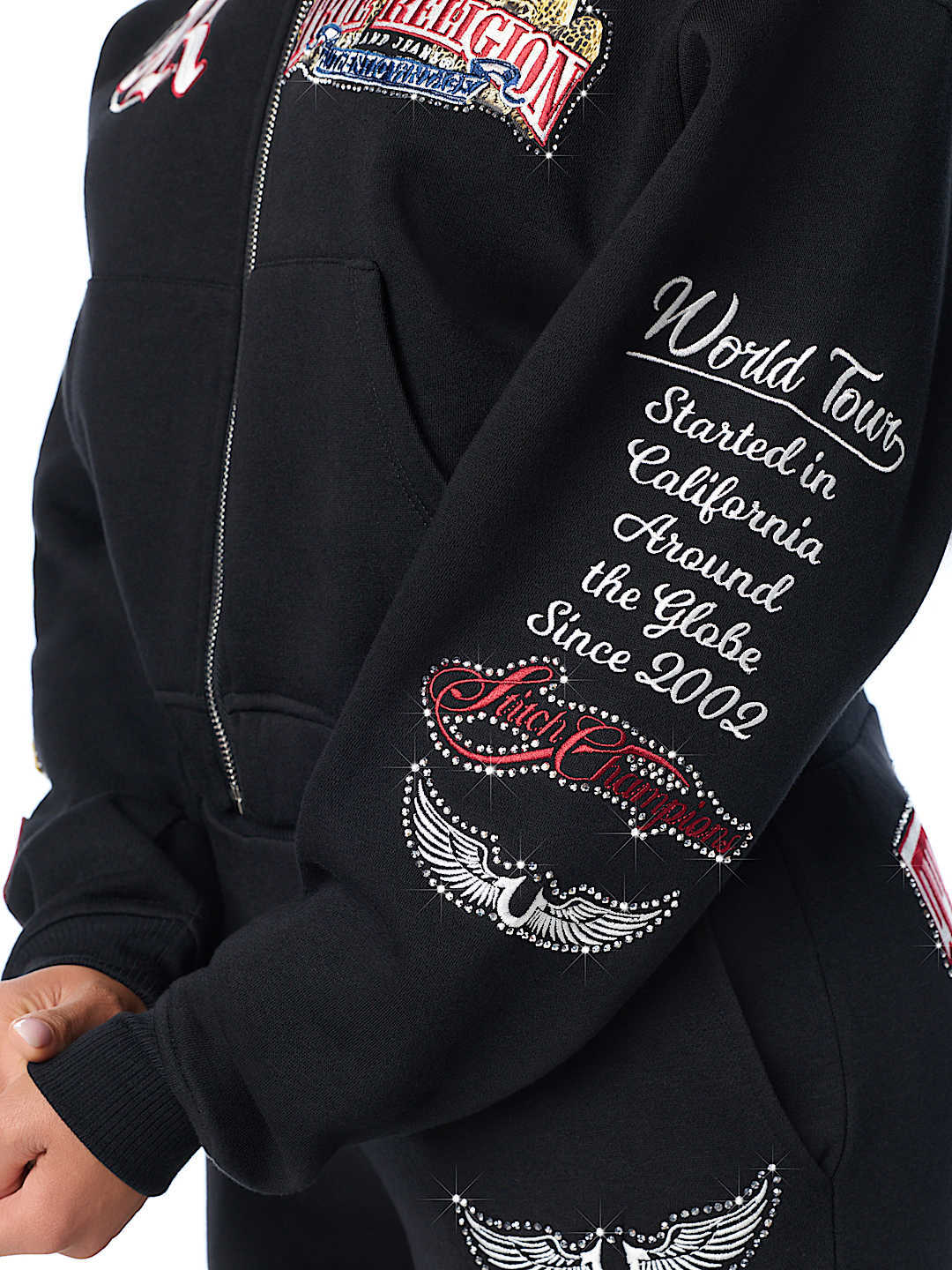 Women's Graphic Zip-Up Hoodie and Wide-Leg Pants Set