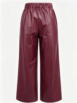 Women's High-Waisted Faux Leather Wide-Leg Pants