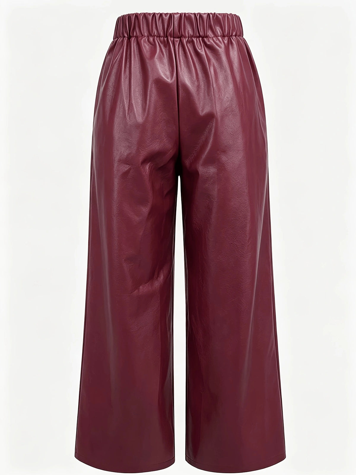 Women's High-Waisted Faux Leather Wide-Leg Pants