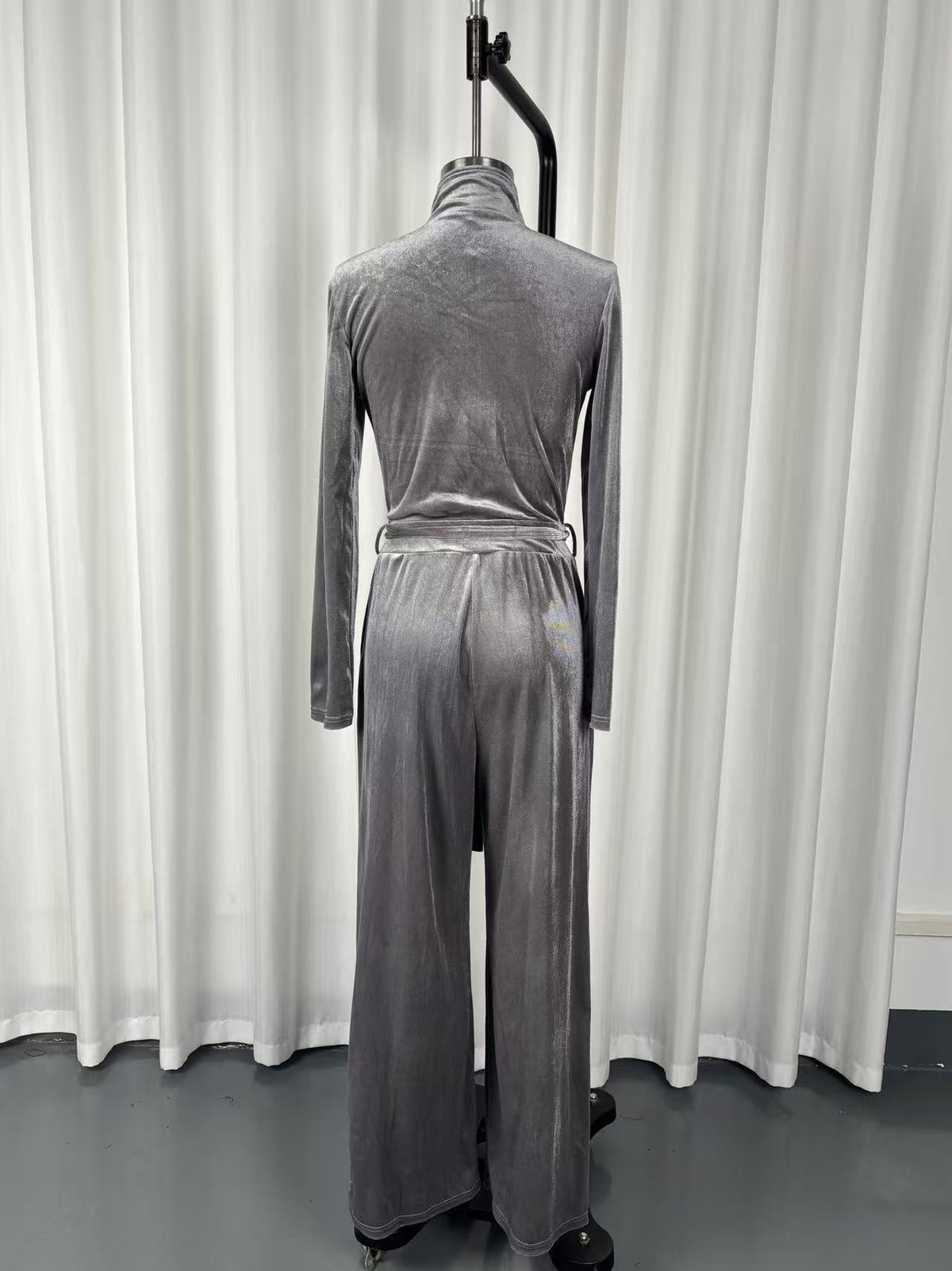 Women's  Zip-Up Jumpsuit with Wide-Leg Pants