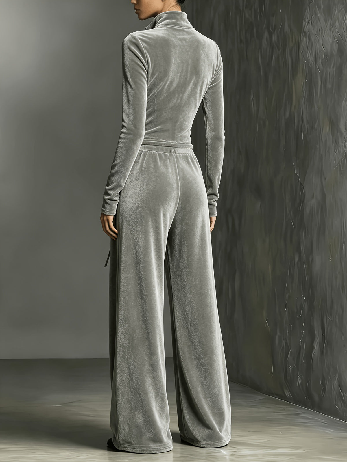 Women's  Zip-Up Jumpsuit with Wide-Leg Pants