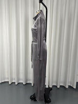Women's  Zip-Up Jumpsuit with Wide-Leg Pants
