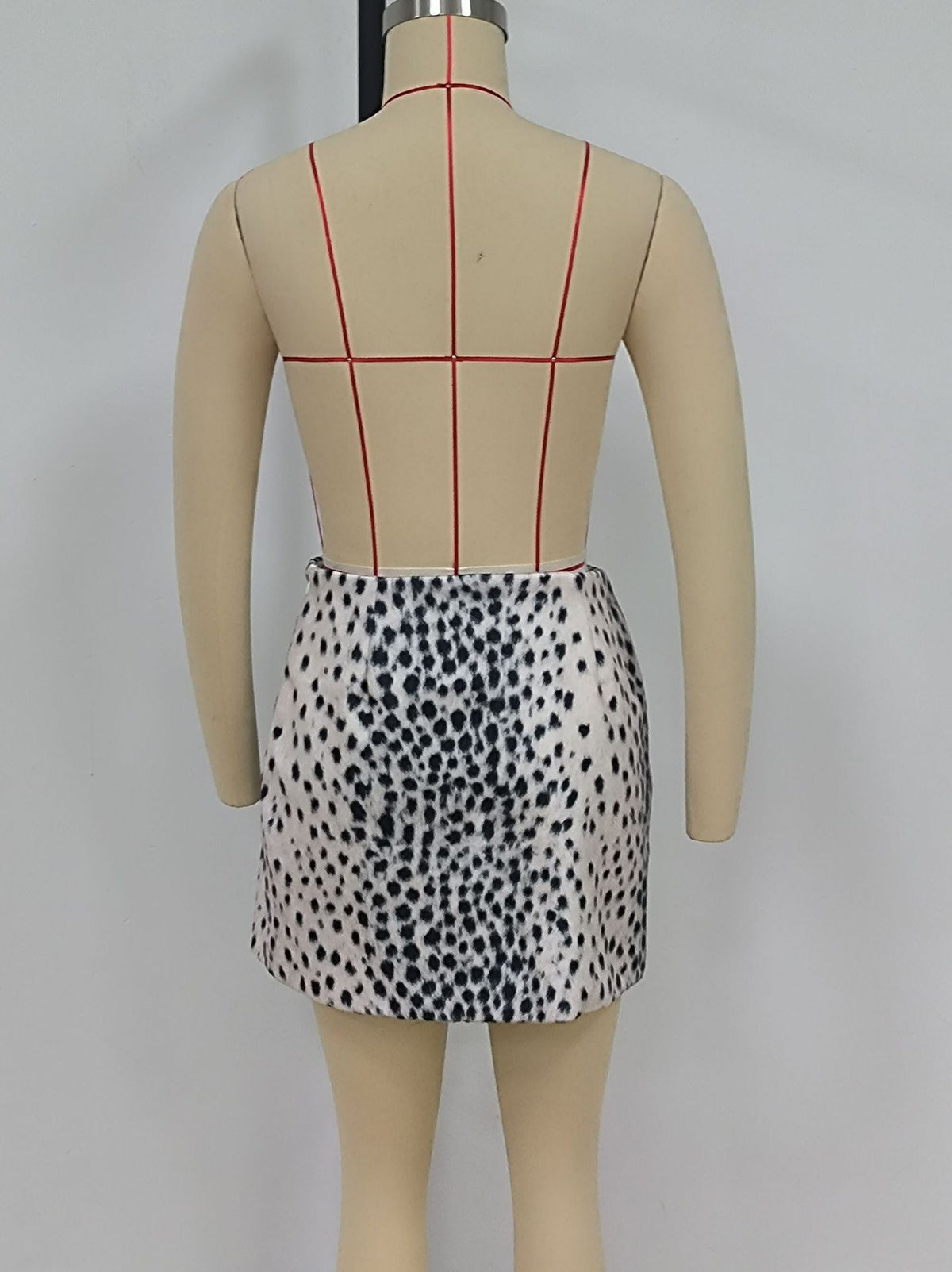 Women's Leopard Print Faux Fur Jacket and Skirt Set