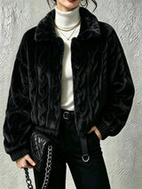 Women's Textured Jacket with Button Closure
