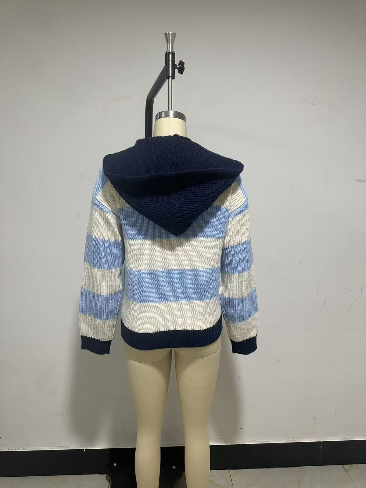 Women's Striped Knit Hooded Jacket