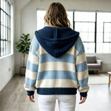 Women's Striped Knit Hooded Jacket