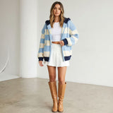 Women's Striped Knit Hooded Jacket