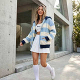 Women's Striped Knit Hooded Jacket