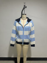 Women's Striped Knit Hooded Jacket