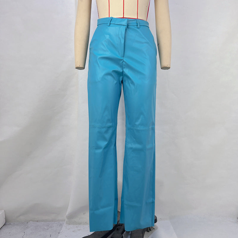 Women's High-Waisted Faux Leather Pants