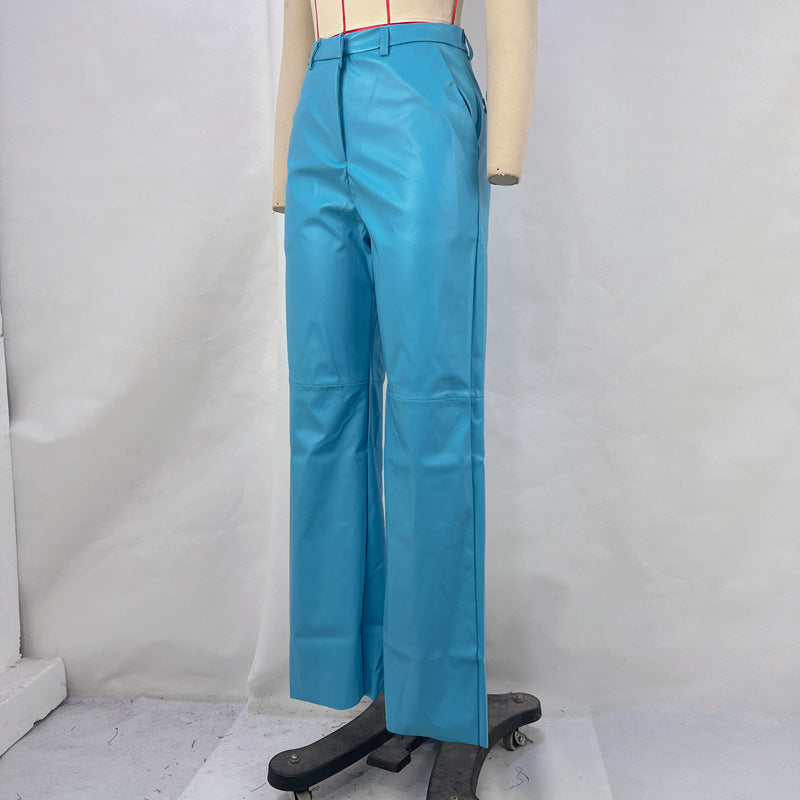 Women's High-Waisted Faux Leather Pants