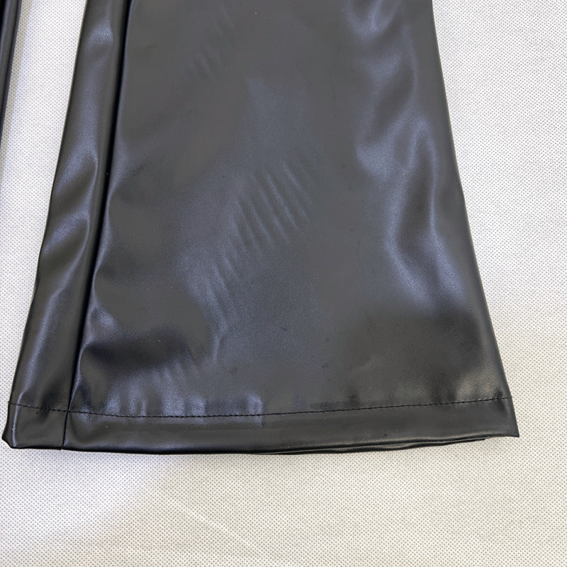 Women's High-Waisted Flared Leather Pants