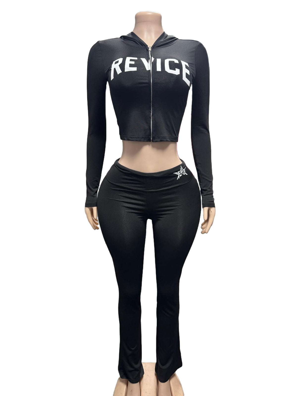 Women's Cropped Zip Hoodie & Flared Pants Set
