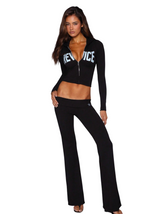 Women's Cropped Zip Hoodie & Flared Pants Set