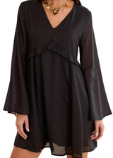 Women's V-Neck Ruffle Trim Mini Dress