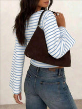 Women's Striped Boat Neck Flare Sleeve Top