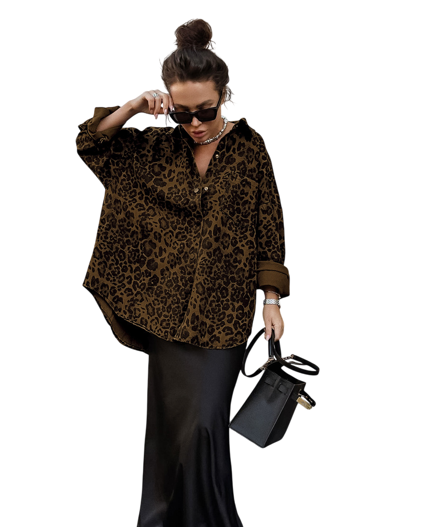 Women's Leopard Print Oversized Shirt Jacket