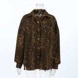Women's Leopard Print Oversized Shirt Jacket