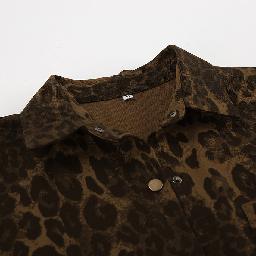 Women's Leopard Print Oversized Shirt Jacket