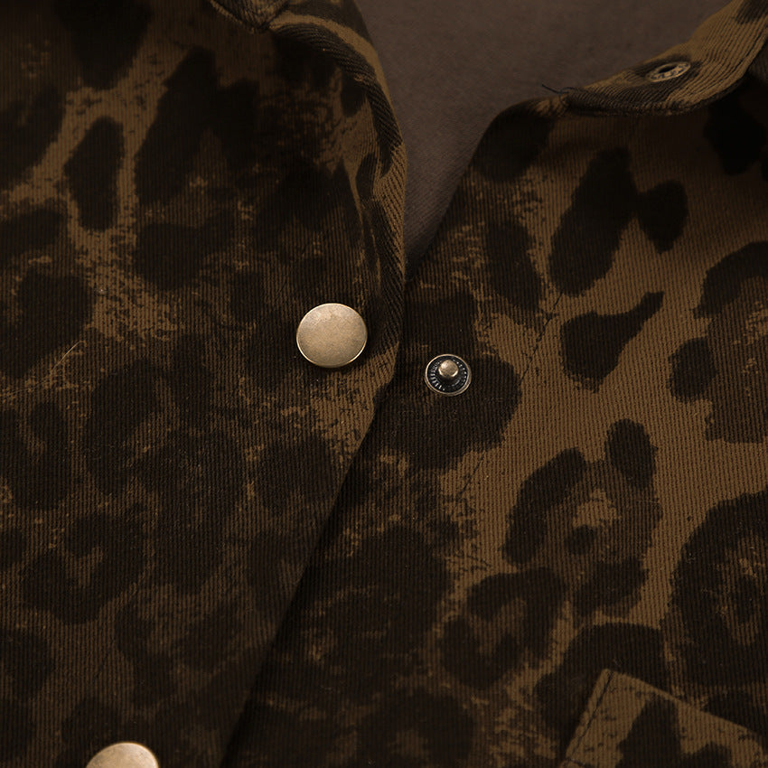 Women's Leopard Print Oversized Shirt Jacket