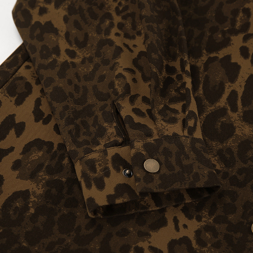 Women's Leopard Print Oversized Shirt Jacket