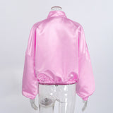 Women's High Neck Puff Sleeve Bomber Jacket