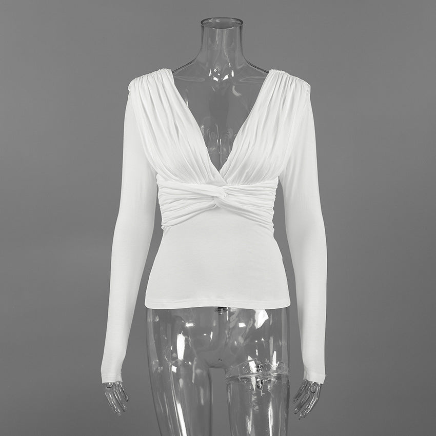 Women's Deep V-Neck Twist Front Top