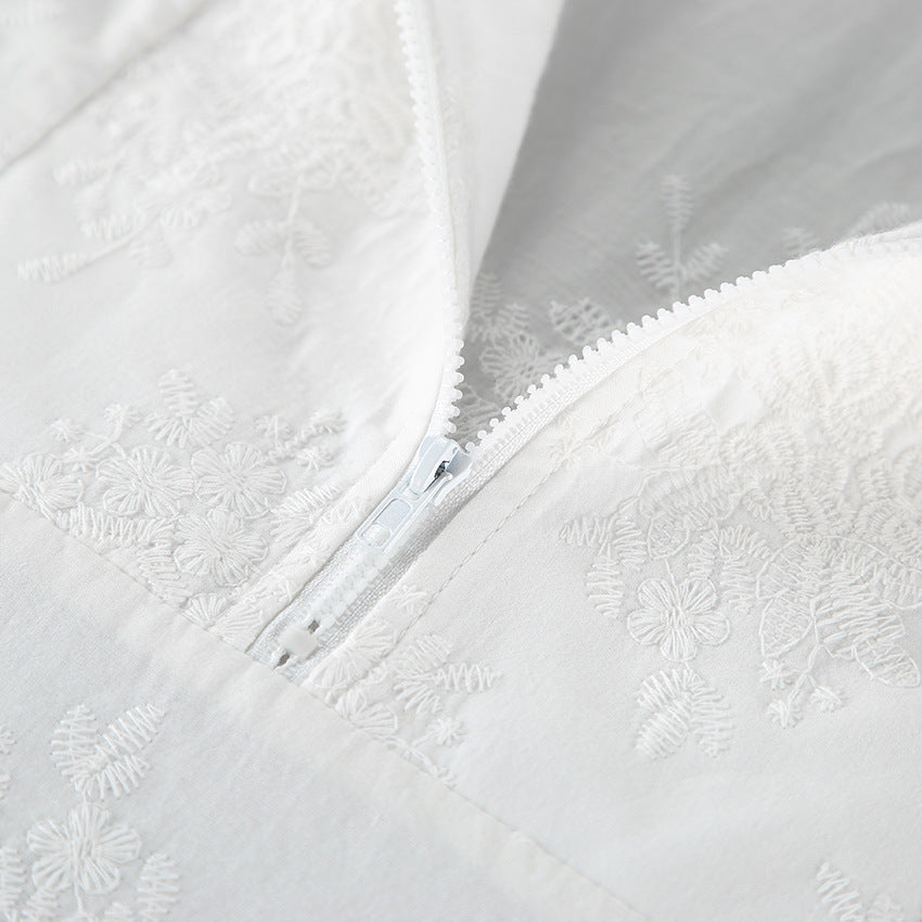 Women's Oversized Zip-Up Top with Lace Trim