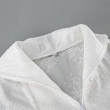 Women's Oversized Zip-Up Top with Lace Trim