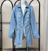 Women's Denim Military Button-Front Jacket