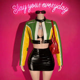 Women's Stylish Cropped Biker Jacket