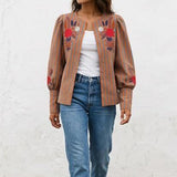 Women's  Ptinted Puff Sleeve Jacket