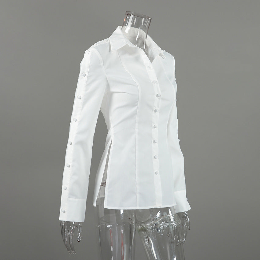 Women's Slim Fit Button Down Shirt Top