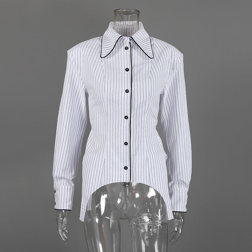 Women's Striped Button Down Shirt Top