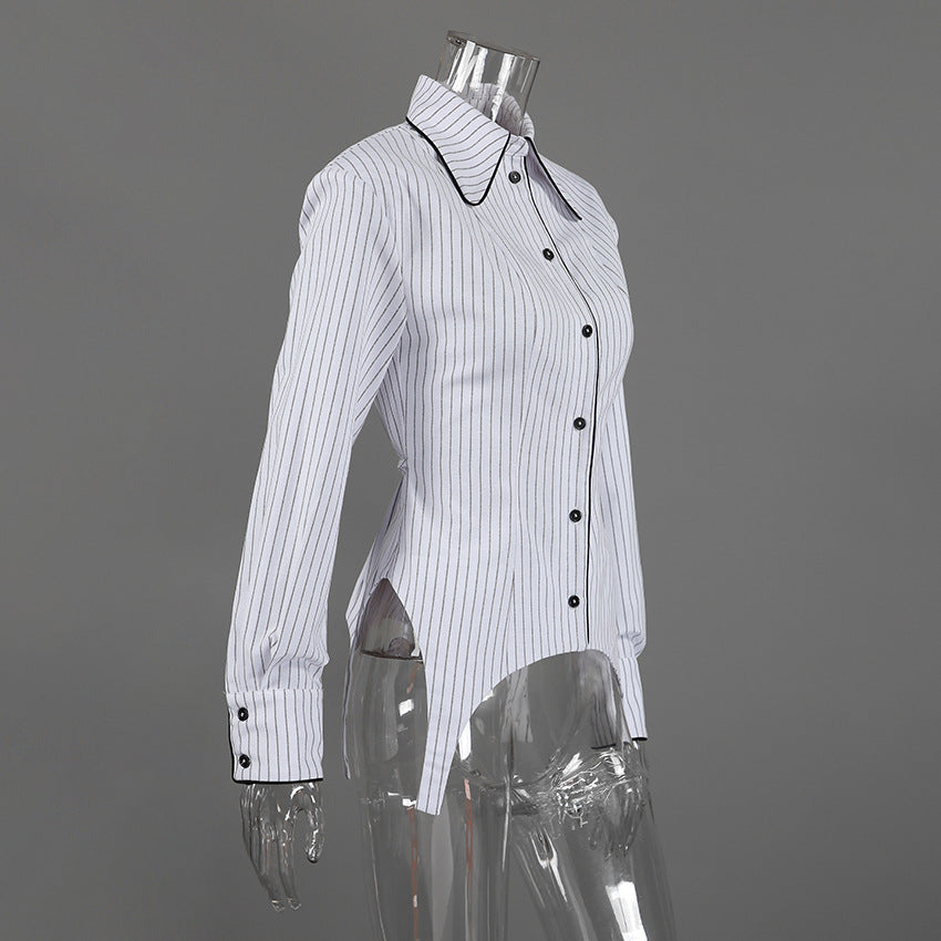 Women's Striped Button Down Shirt Top