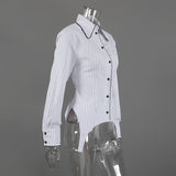 Women's Striped Button Down Shirt Top