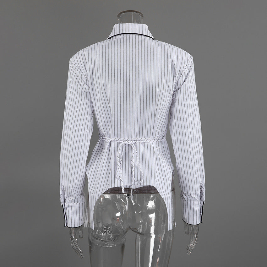 Women's Striped Button Down Shirt Top