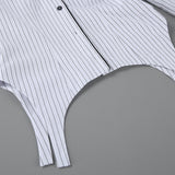 Women's Striped Button Down Shirt Top