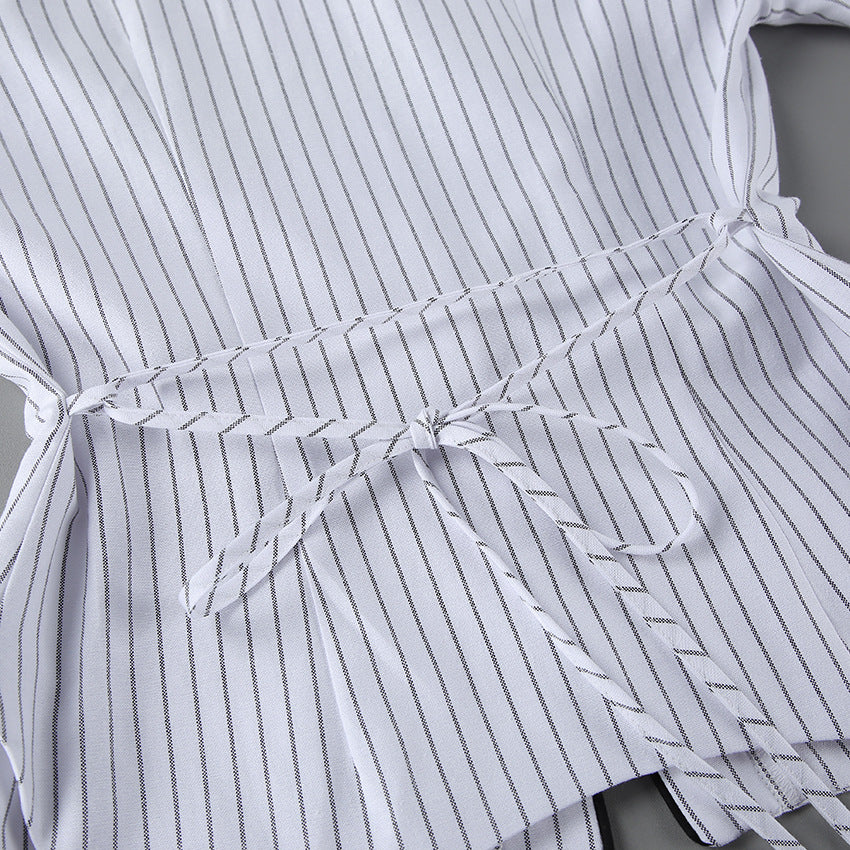 Women's Striped Button Down Shirt Top