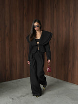 Women's Statement Collar Blazer and Pants Set