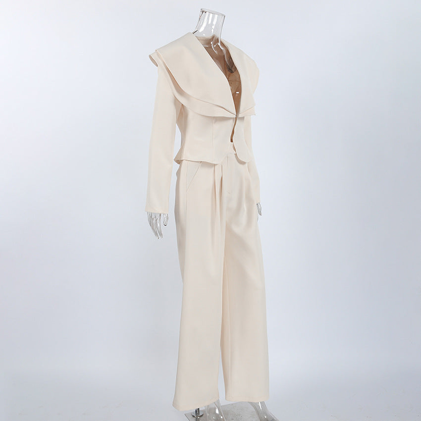 Women's Statement Collar Blazer and Pants Set